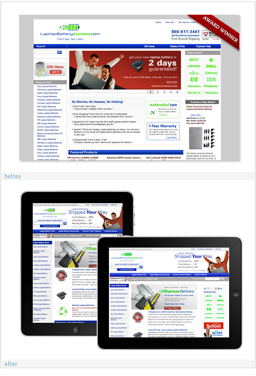LaptopBatteryExpress.com Web Design Refresh
